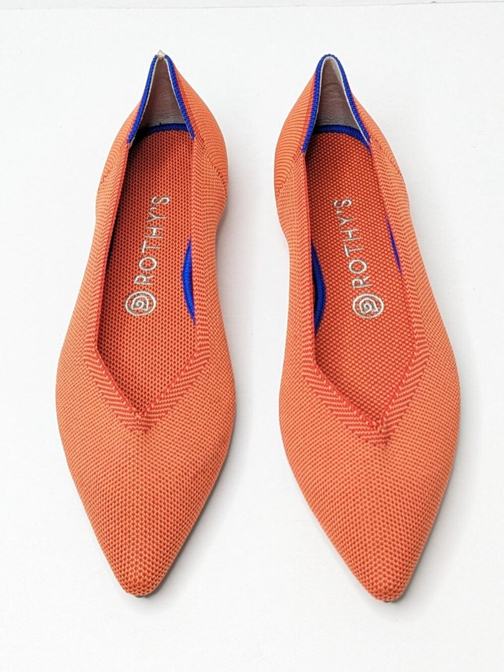 Rothy's The Point Pointed Toe Ballet Flats Persimmon Knit Womens 9.5